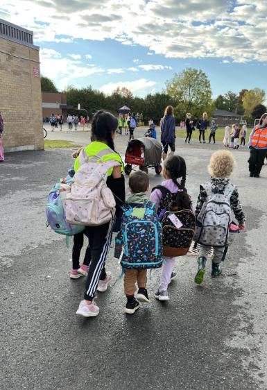 Students walking outside