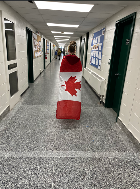 Person wearing a Canadian flag