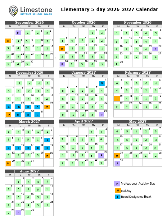 5 Day Calendar