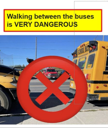 Walking between buses is very dangerous