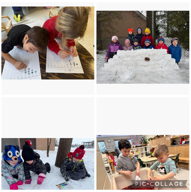 Collage of students working and playing outside