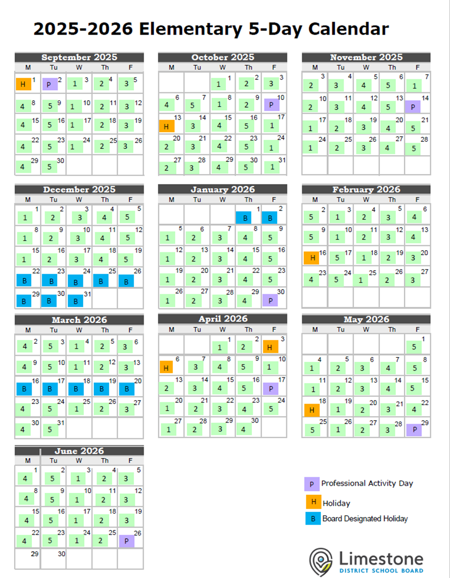 Amherstview 5 Day Calendar